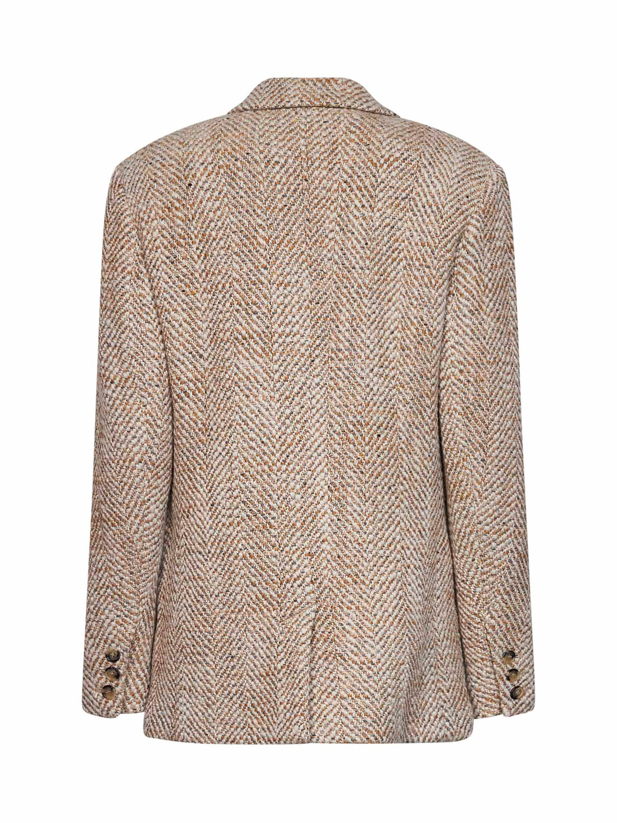 Marant Etoile Women Beige Herringbone Wool Blend Parly Single-Breasted Blazer ISABEL MARANT ETOILE