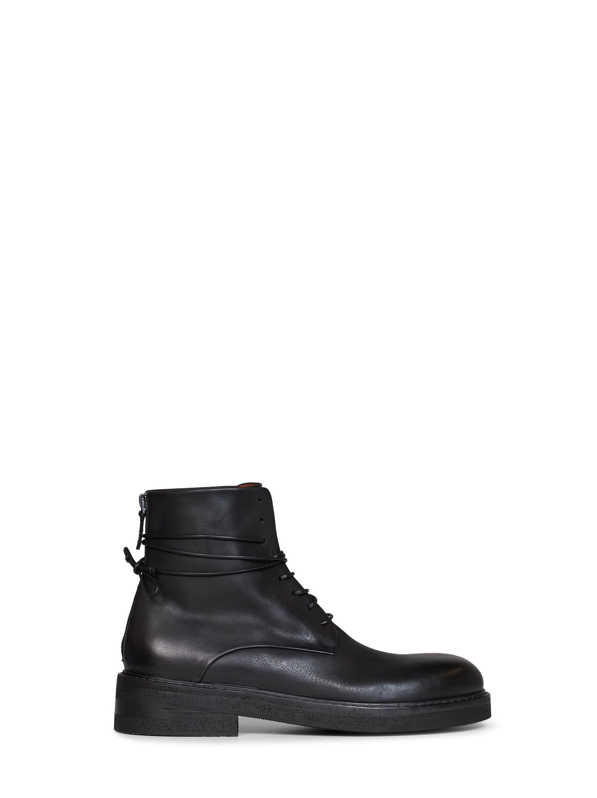 Marsell Men Black Oiled Leather Parrucca Lace-Up Combat Boots MARSELL