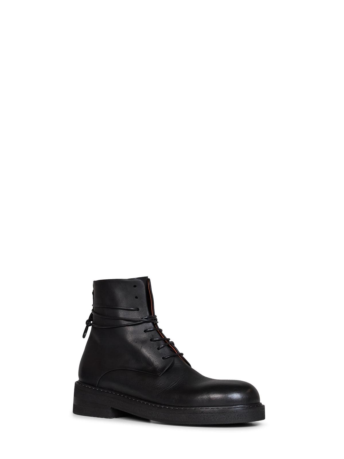 Marsell Men Black Oiled Leather Parrucca Lace-Up Combat Boots MARSELL