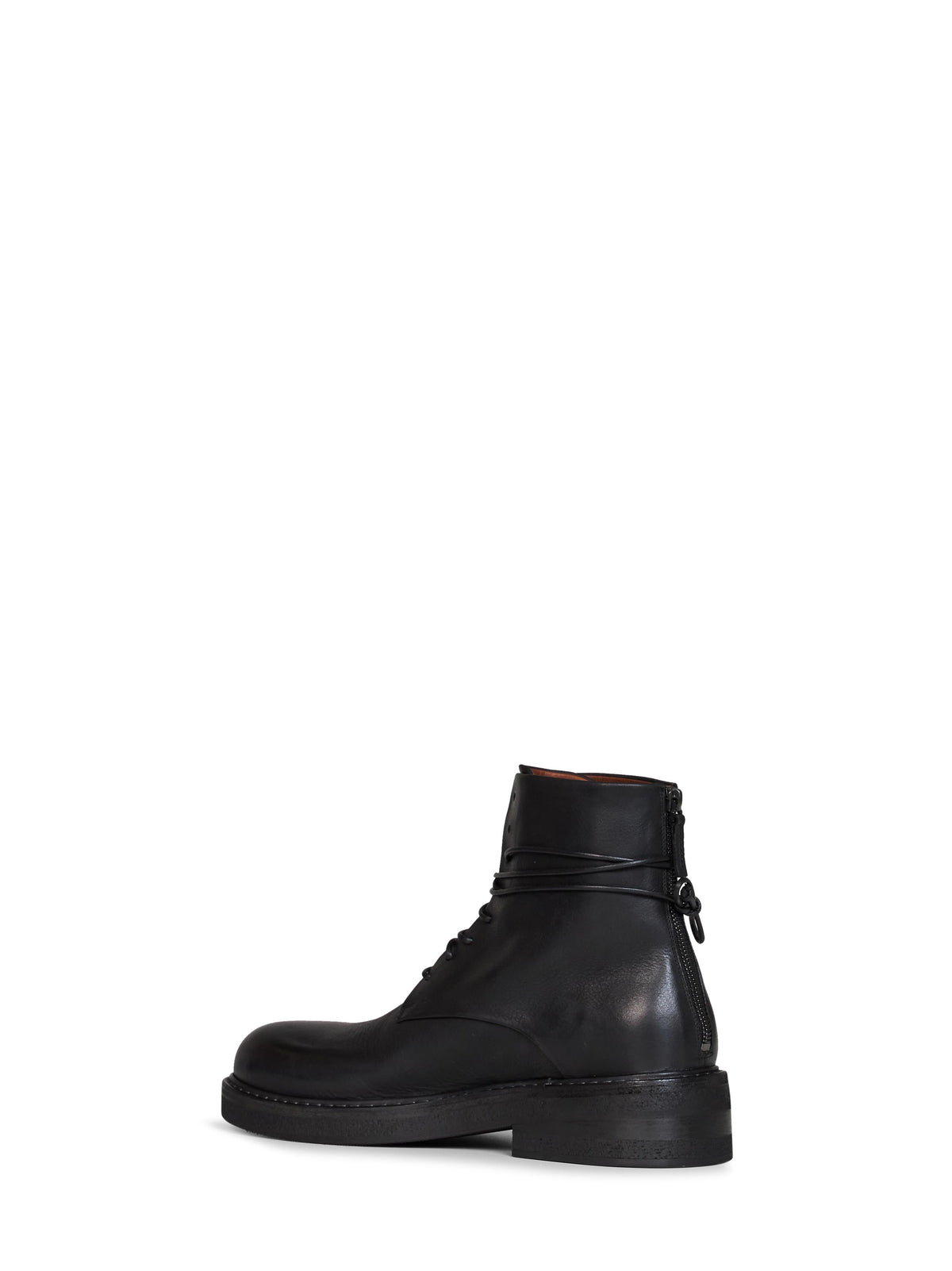 Marsell Men Black Oiled Leather Parrucca Lace-Up Combat Boots MARSELL