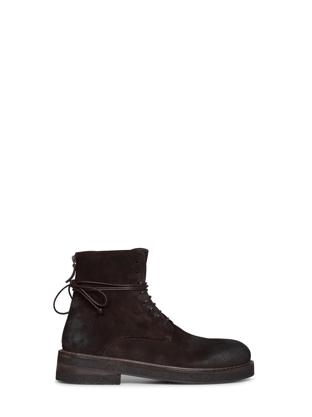 Marsell Men Dark Brown Suede Parrucca Lace-Up Combat Boots MARSELL