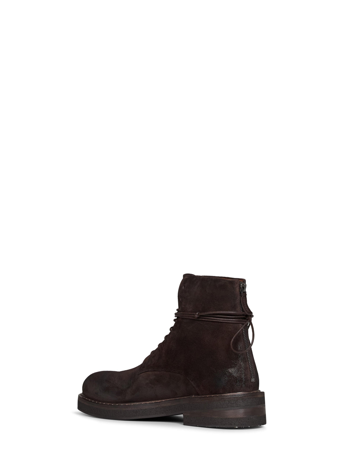 Marsell Men Dark Brown Suede Parrucca Lace-Up Combat Boots MARSELL