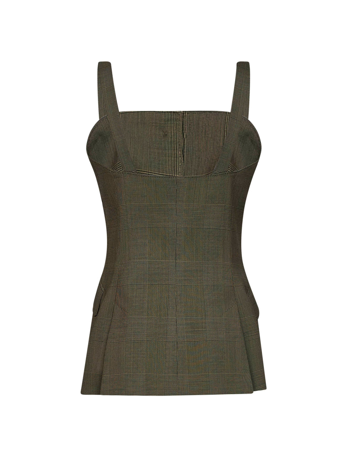 Max Mara Women Khaki Green Glen Plaid Wool Mxmbacca Vest MAX MARA