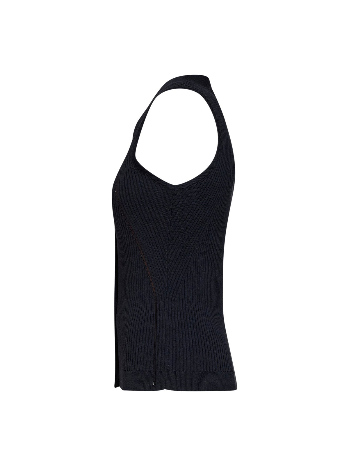 Max Mara Women Navy Blue Ribbed Knit Mxmfiorire Vest MAX MARA