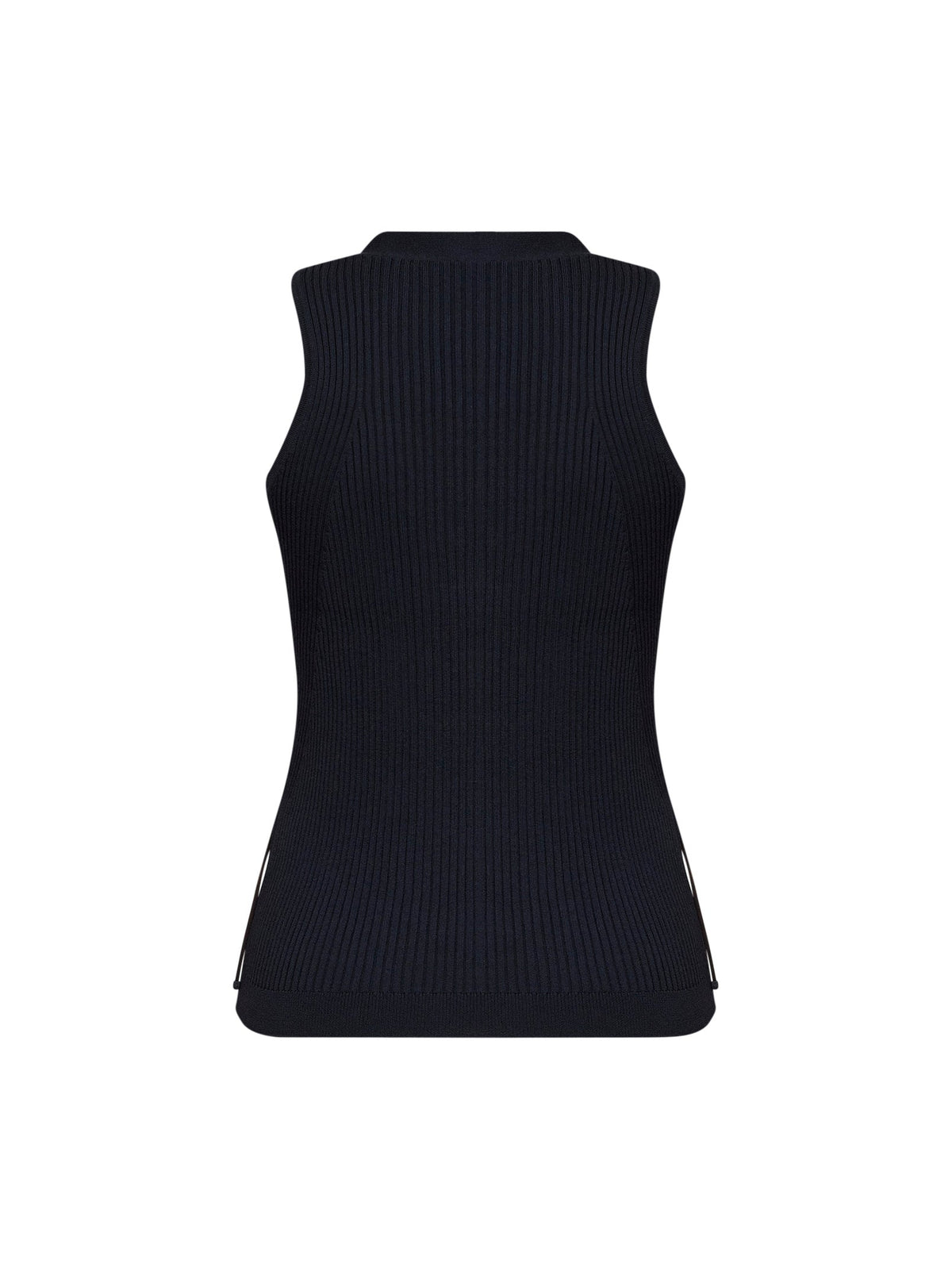 Max Mara Women Navy Blue Ribbed Knit Mxmfiorire Vest MAX MARA