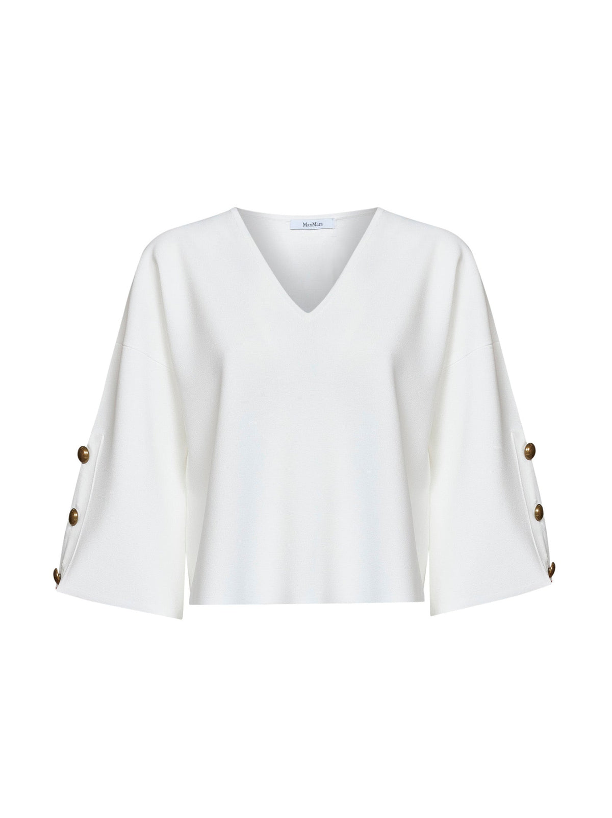 Max Mara Women White Viscose Crepe Mxmformo Top With Slits MAX MARA