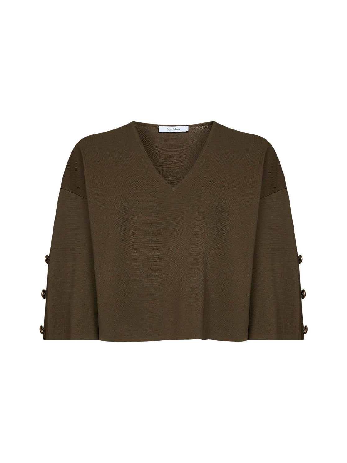 Max Mara Women Khaki Green Viscose Crepe Mxmformo Top With Slits MAX MARA