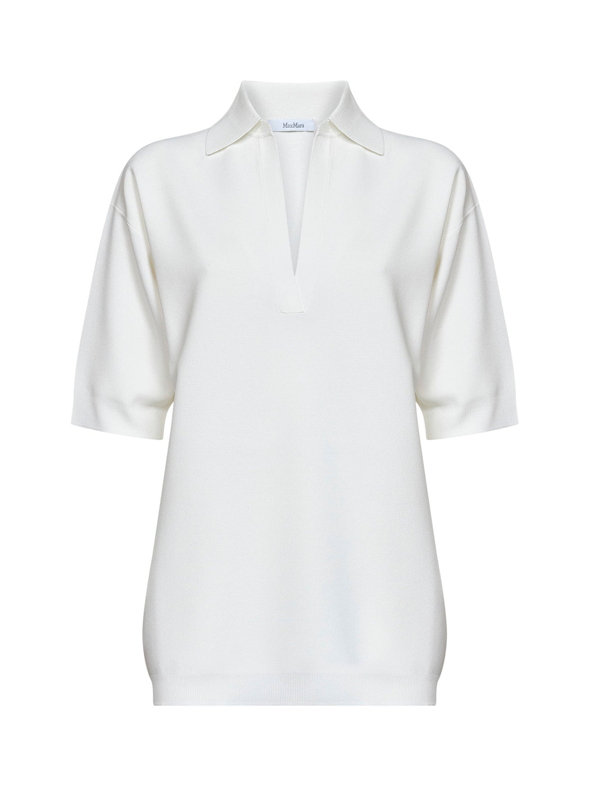 Max Mara Women White Viscose Crepe Mxmalpino Long Polo Shirt MAX MARA