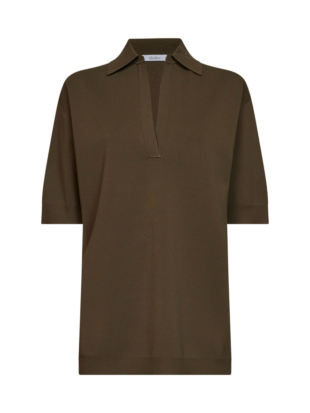 Max Mara Women Khaki Green Viscose Crepe Mxmalpino Long Polo Shirt <Br/> MAX MARA