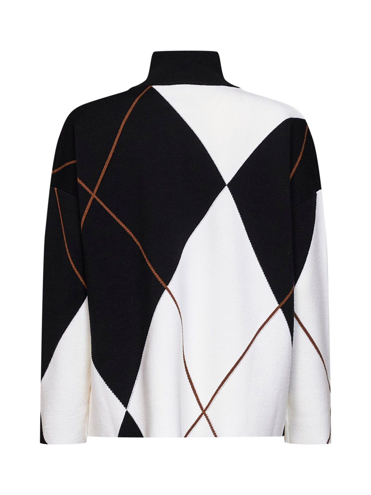 Max Mara Women Black And White Argyle Wool Mxmsala Relaxed Sweater MAX MARA