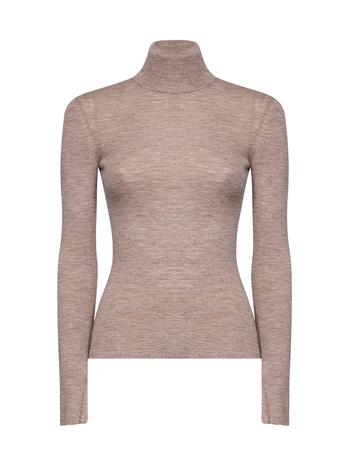 Max Mara Women Beige Ribbed Fine Wool Mxscavallo Turtleneck Sweater MAX MARA