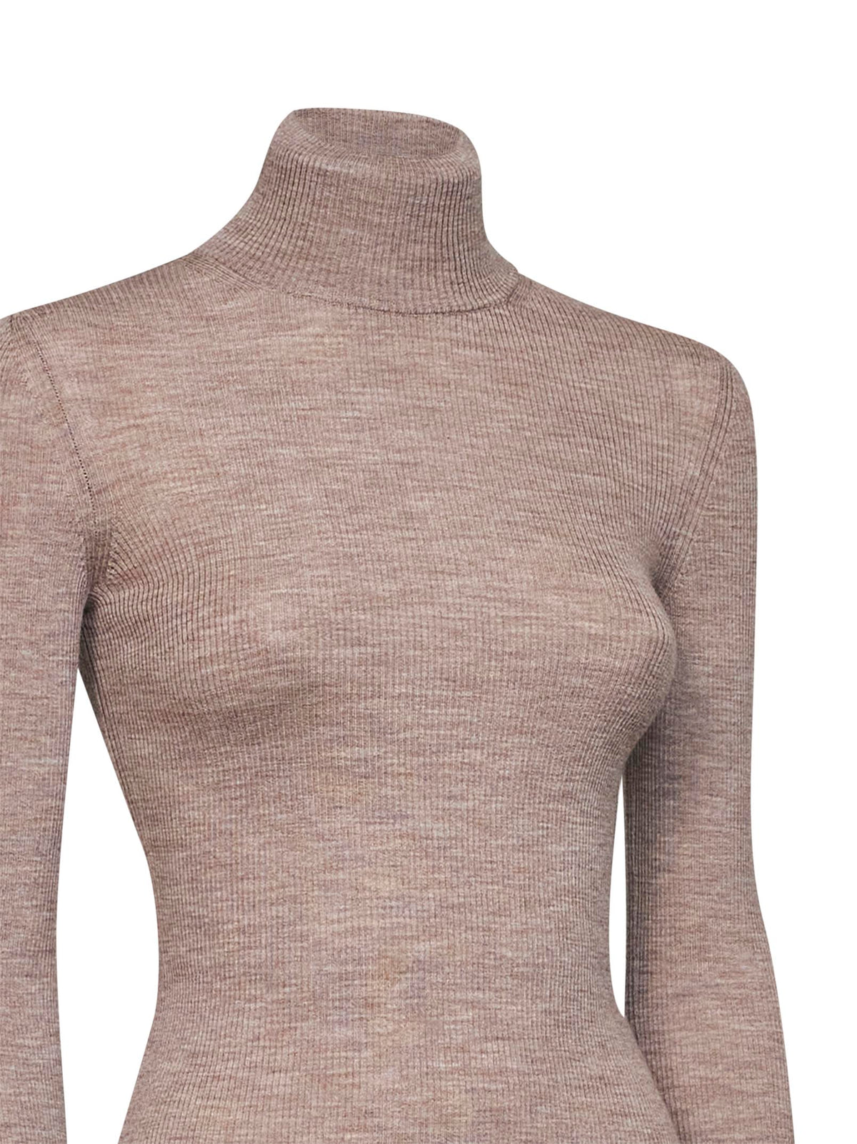 Max Mara Women Beige Ribbed Fine Wool Mxscavallo Turtleneck Sweater MAX MARA