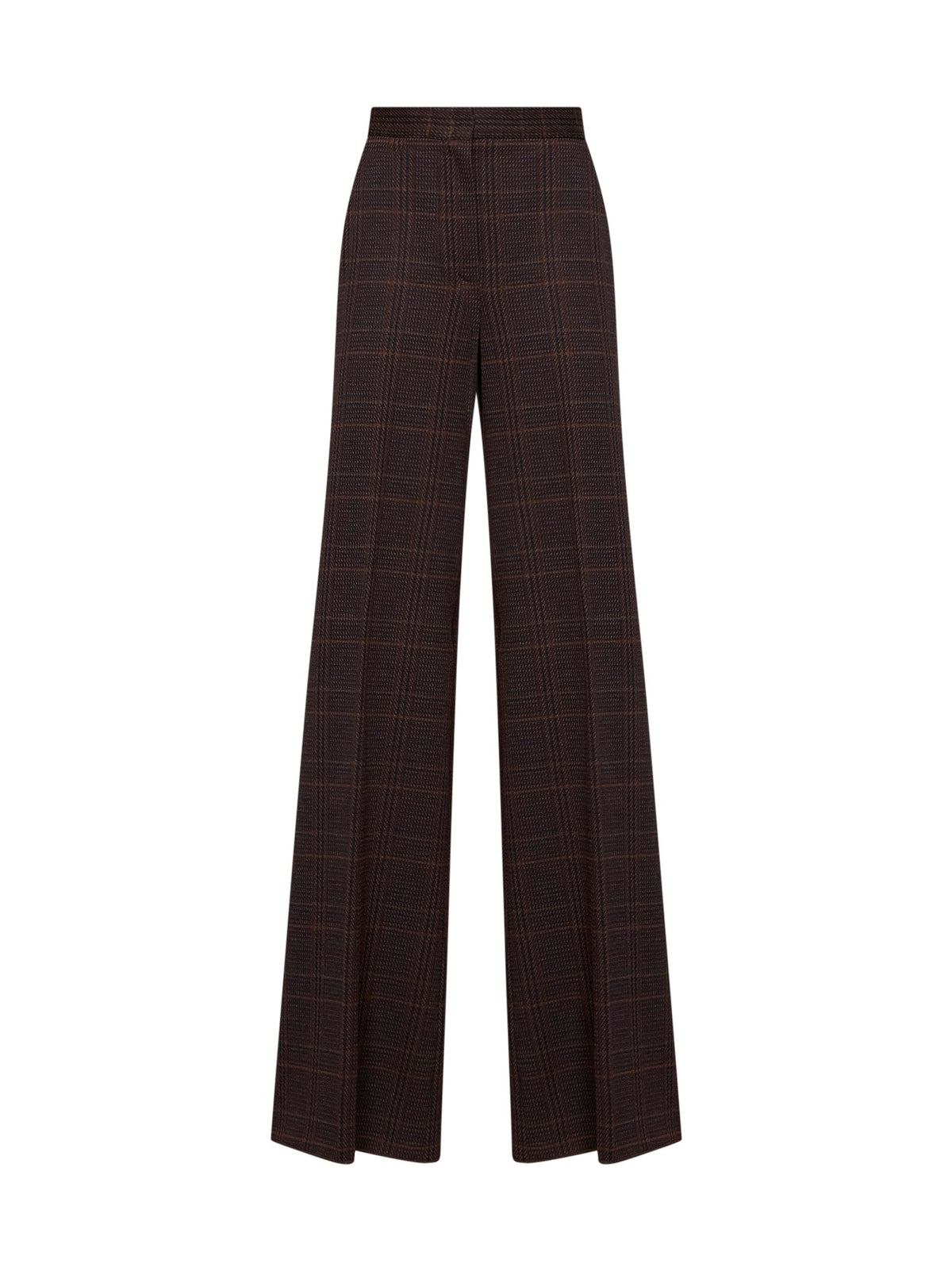 Max Mara Women Burgundy Brown Prince Of Wales Check Mxmemiro Wide-Leg Trousers MAX MARA