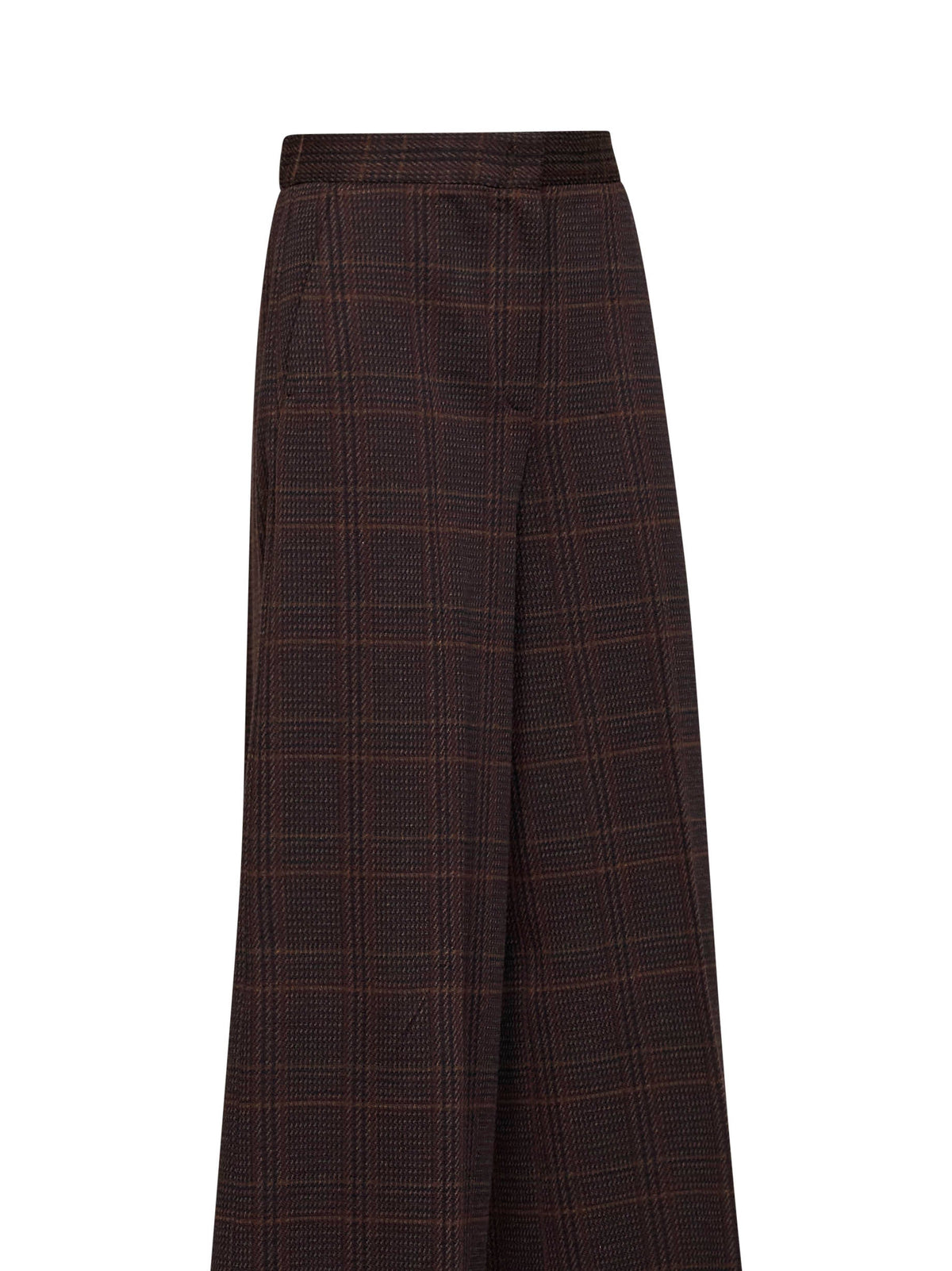 Max Mara Women Burgundy Brown Prince Of Wales Check Mxmemiro Wide-Leg Trousers MAX MARA
