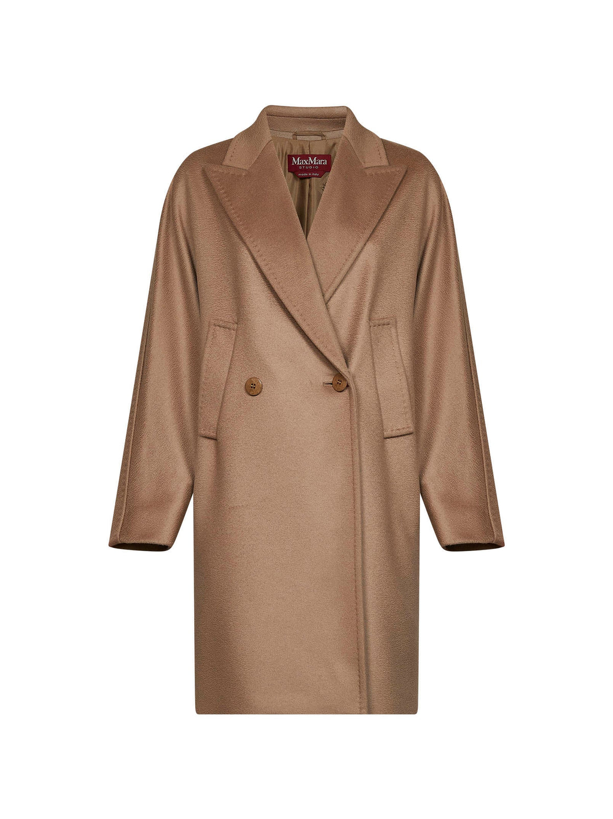 Max Mara Studio Women Camel Mstmastro Double-Breasted Midi Coat MAX MARA STUDIO