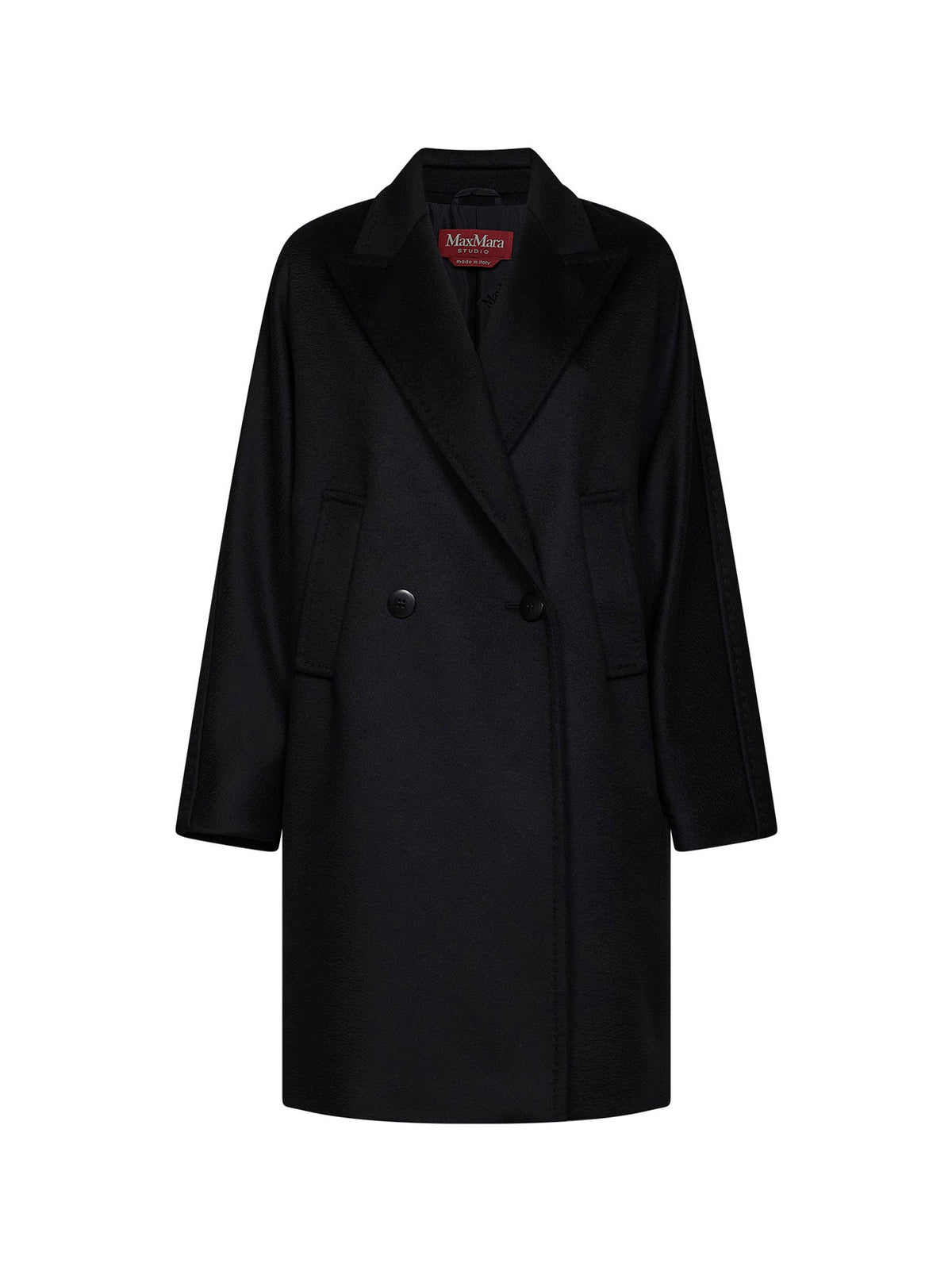 Max Mara Studio Women Black Mstmastro Double-Breasted Midi Coat MAX MARA STUDIO