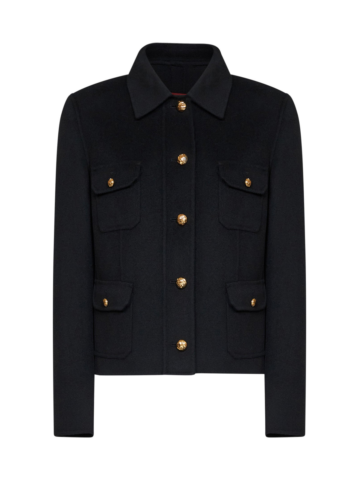 Max Mara Studio Women Black Wool-Blend Mstvenere Varsity Jacket MAX MARA STUDIO