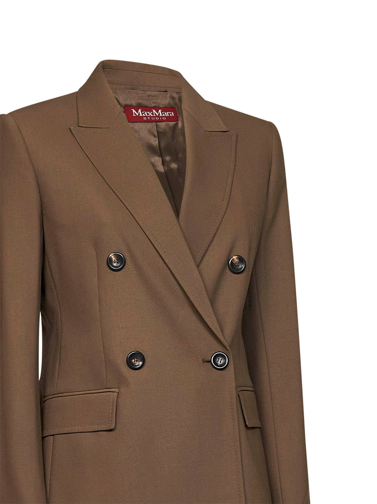 Max Mara Studio Women Khaki Stretch Twill Mstgioiosa Double-Breasted Blazer MAX MARA STUDIO