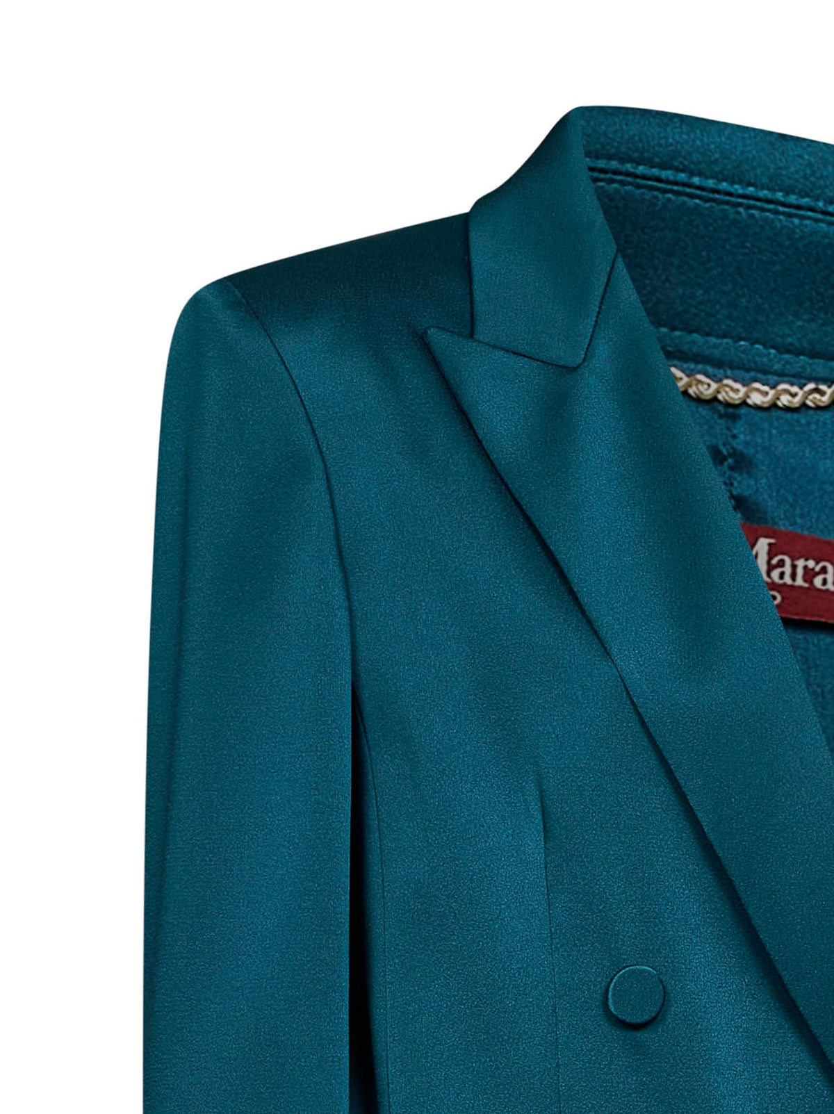 Max Mara Studio Women Oil Green Envers Satin Msearca Double-Breasted Blazer MAX MARA STUDIO