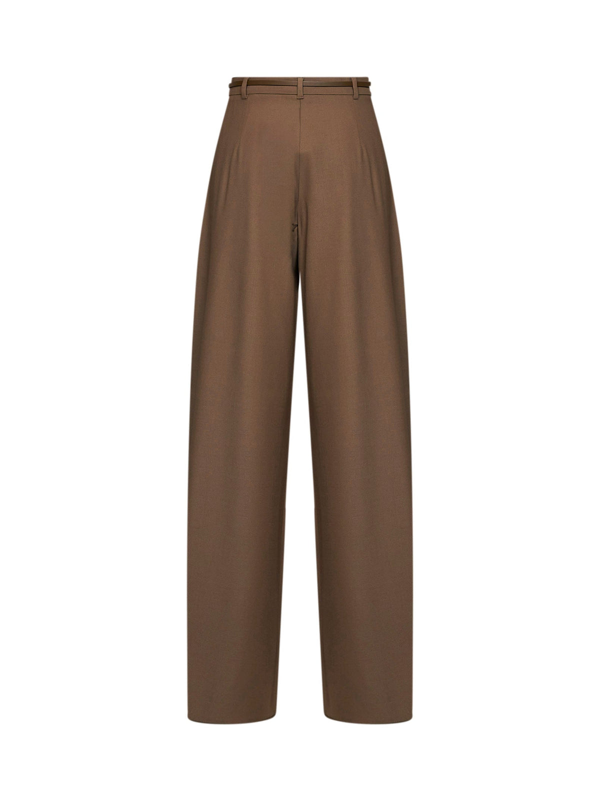 Max Mara Studio Women Khaki Stretch Twill Mstaere Belted Wide-Leg Trousers MAX MARA STUDIO