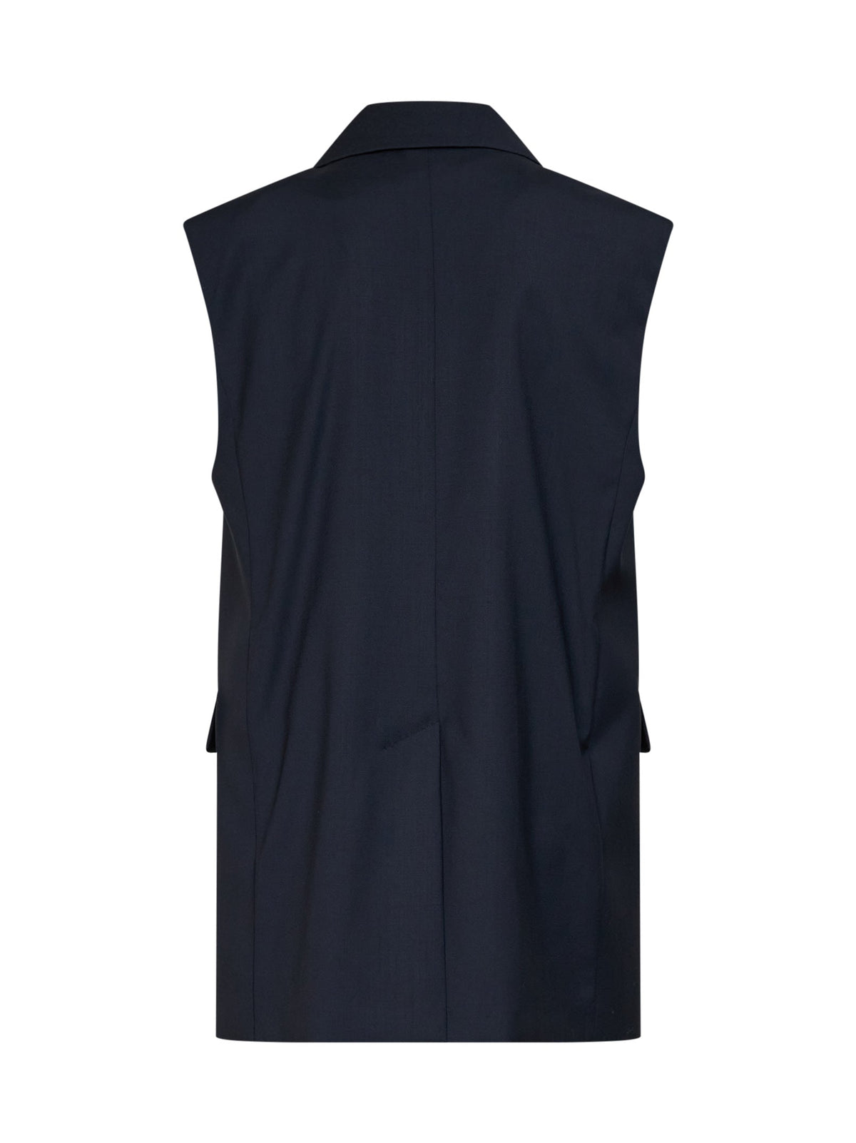 Max Mara Studio Women Blue Chintz Wool Mstquasar Sleeveless Jacket MAX MARA STUDIO