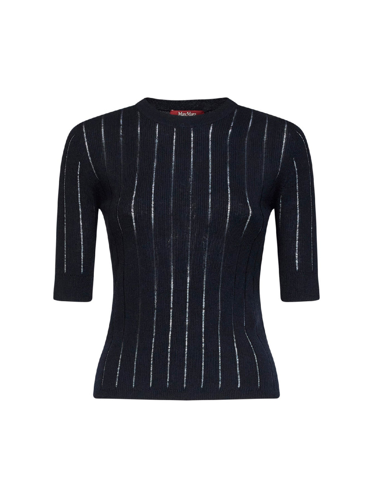 Max Mara Studio Women Blue Mstragno Ribbed Fitted Top MAX MARA STUDIO
