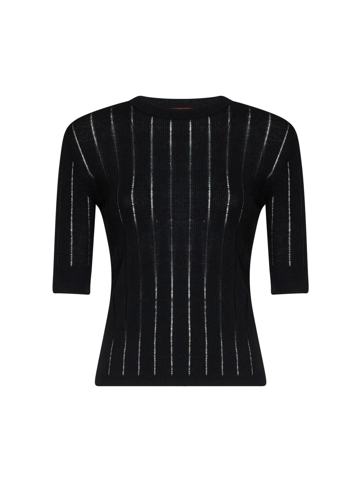 Max Mara Studio Women Black Mstragno Ribbed Fitted Top MAX MARA STUDIO
