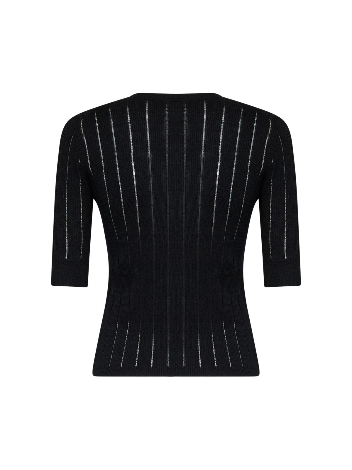 Max Mara Studio Women Black Mstragno Ribbed Fitted Top MAX MARA STUDIO