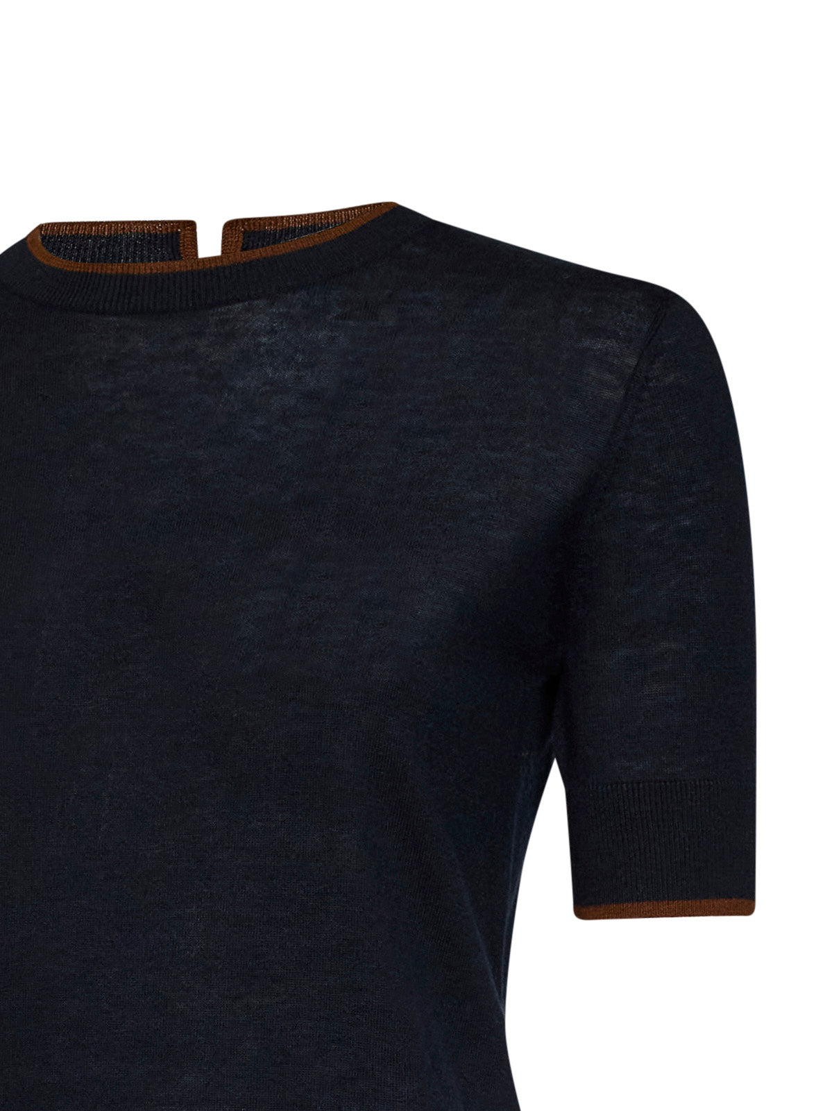 Max Mara Studio Women Blue Knit Mstagenda Top With Contrasting Trim MAX MARA STUDIO