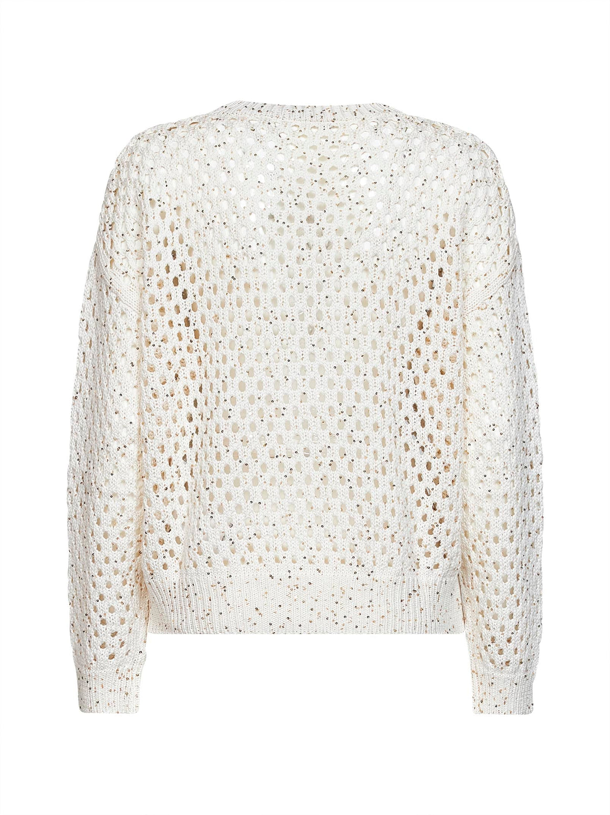 Max Mara Studio Women White Knit Mstgeyser Boxy Sequin Top MAX MARA STUDIO
