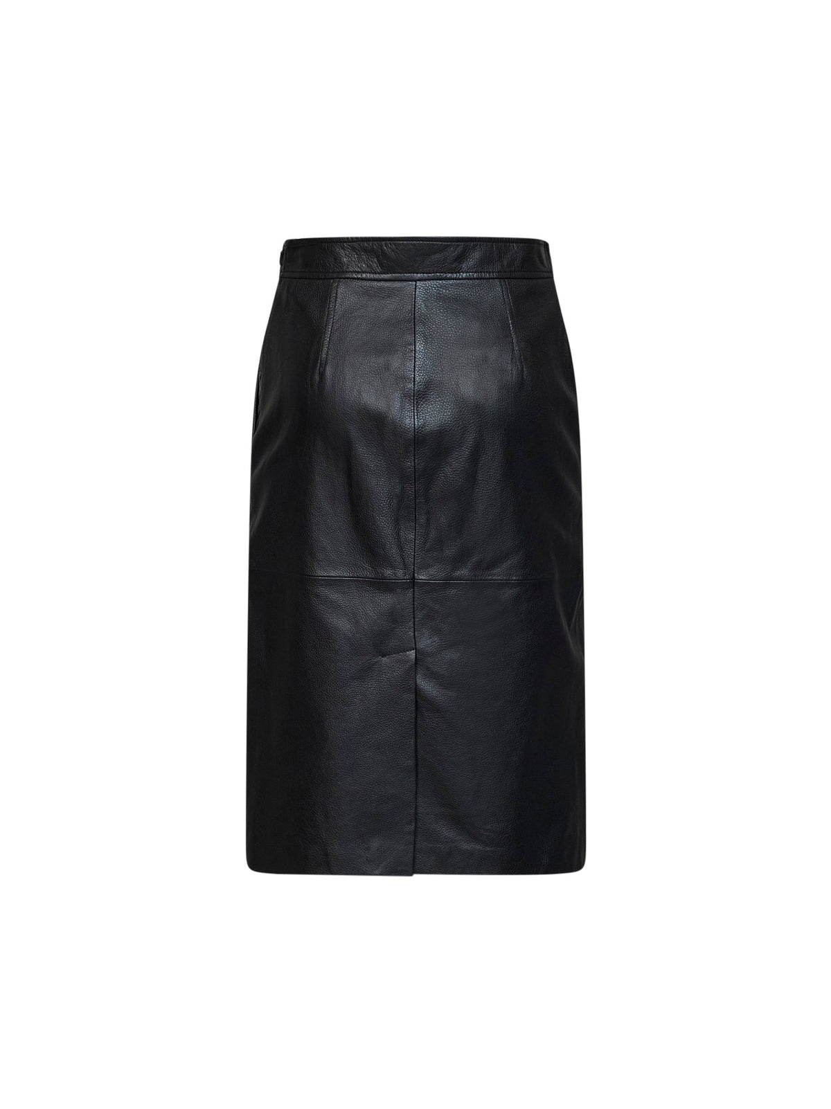 Max Mara Studio Women Black Hammered Nappa Leather Msttimore Pencil Skirt MAX MARA STUDIO