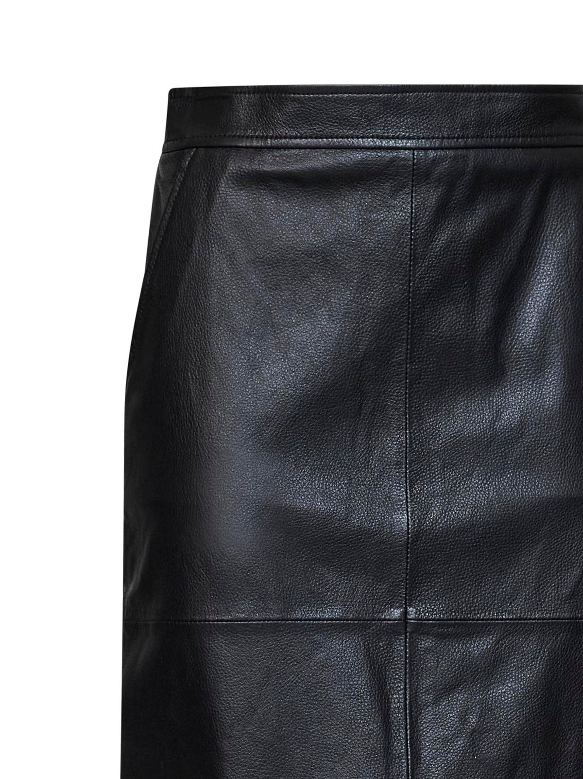 Max Mara Studio Women Black Hammered Nappa Leather Msttimore Pencil Skirt MAX MARA STUDIO