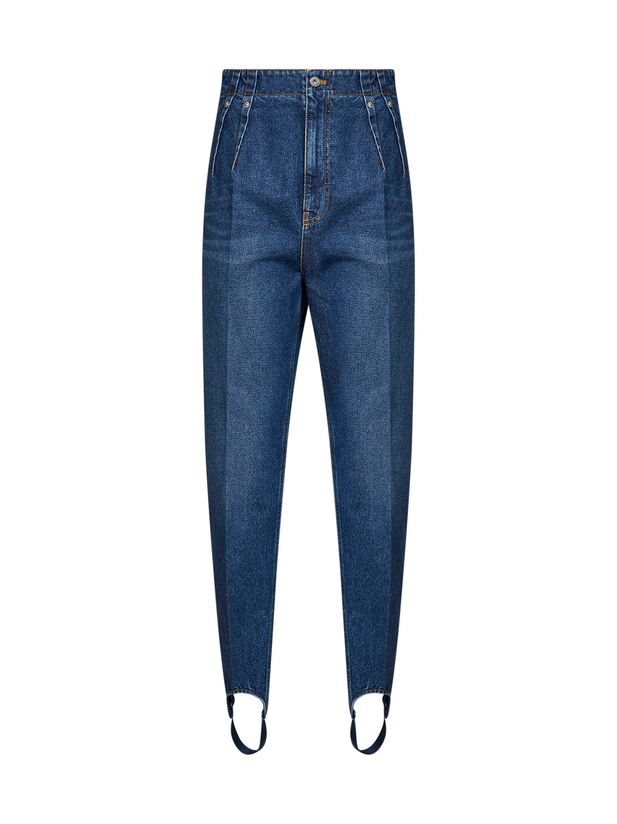Mugler Women Blue Denim Cigarette Jeans With Stirrups MUGLER