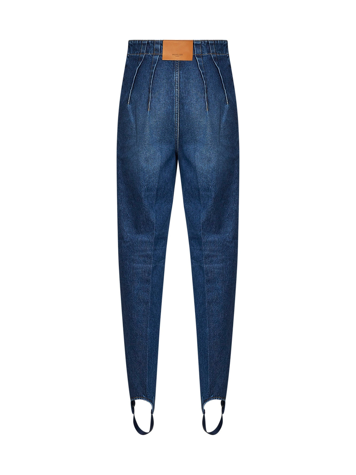 Mugler Women Blue Denim Cigarette Jeans With Stirrups MUGLER