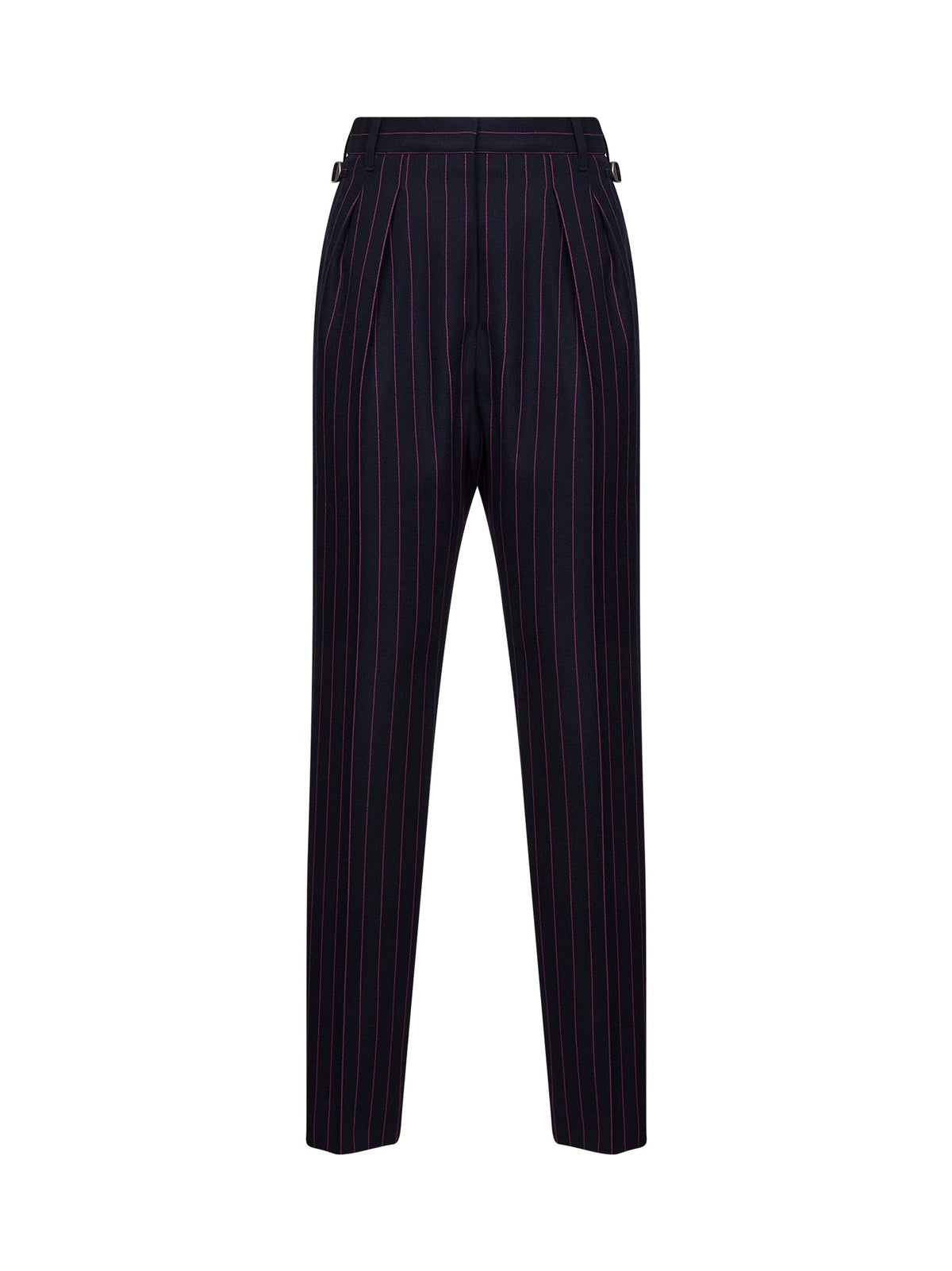 Mugler Women Ink Pinstriped Wool Carrot-Fit Trousers MUGLER
