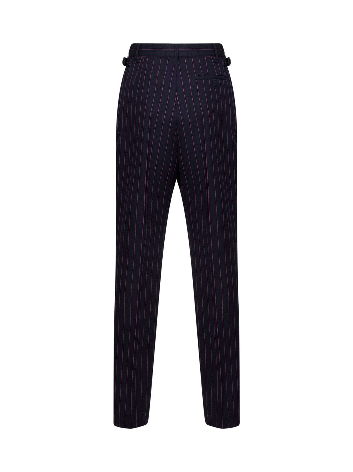 Mugler Women Ink Pinstriped Wool Carrot-Fit Trousers MUGLER