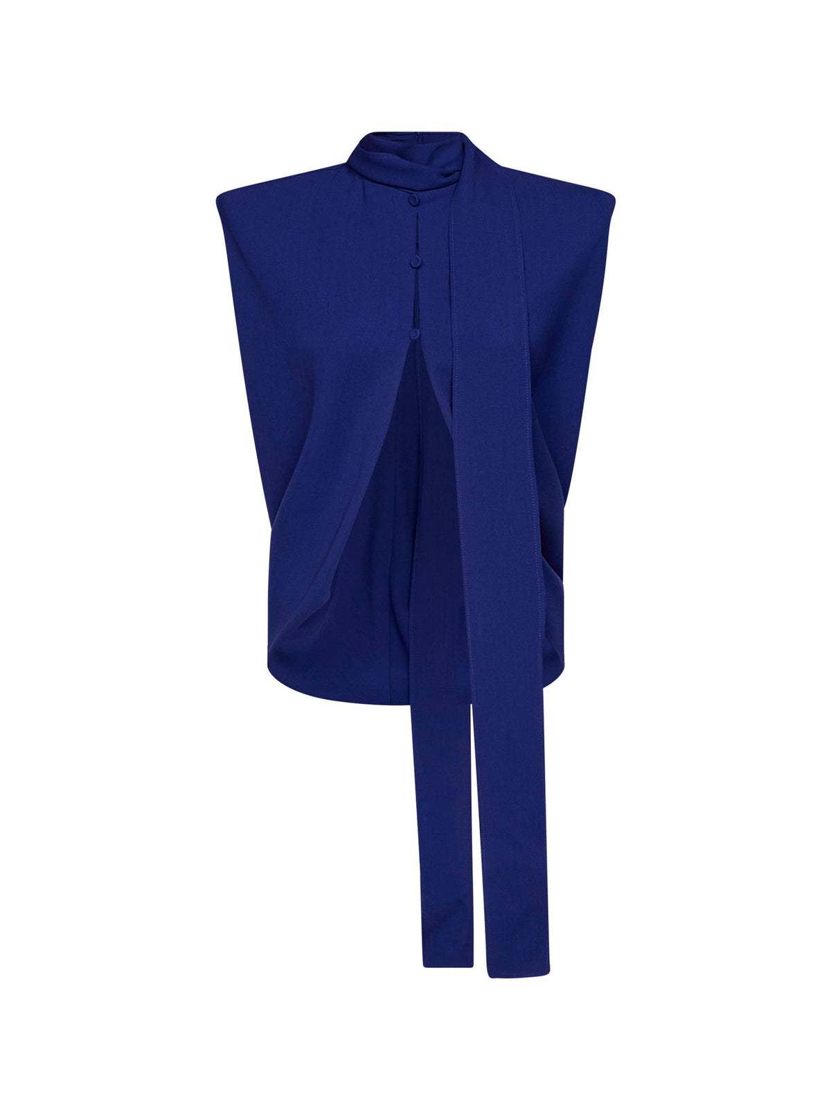 Mugler Women Ultrablue Viscose And Wool Asymmetric Scarf Top MUGLER