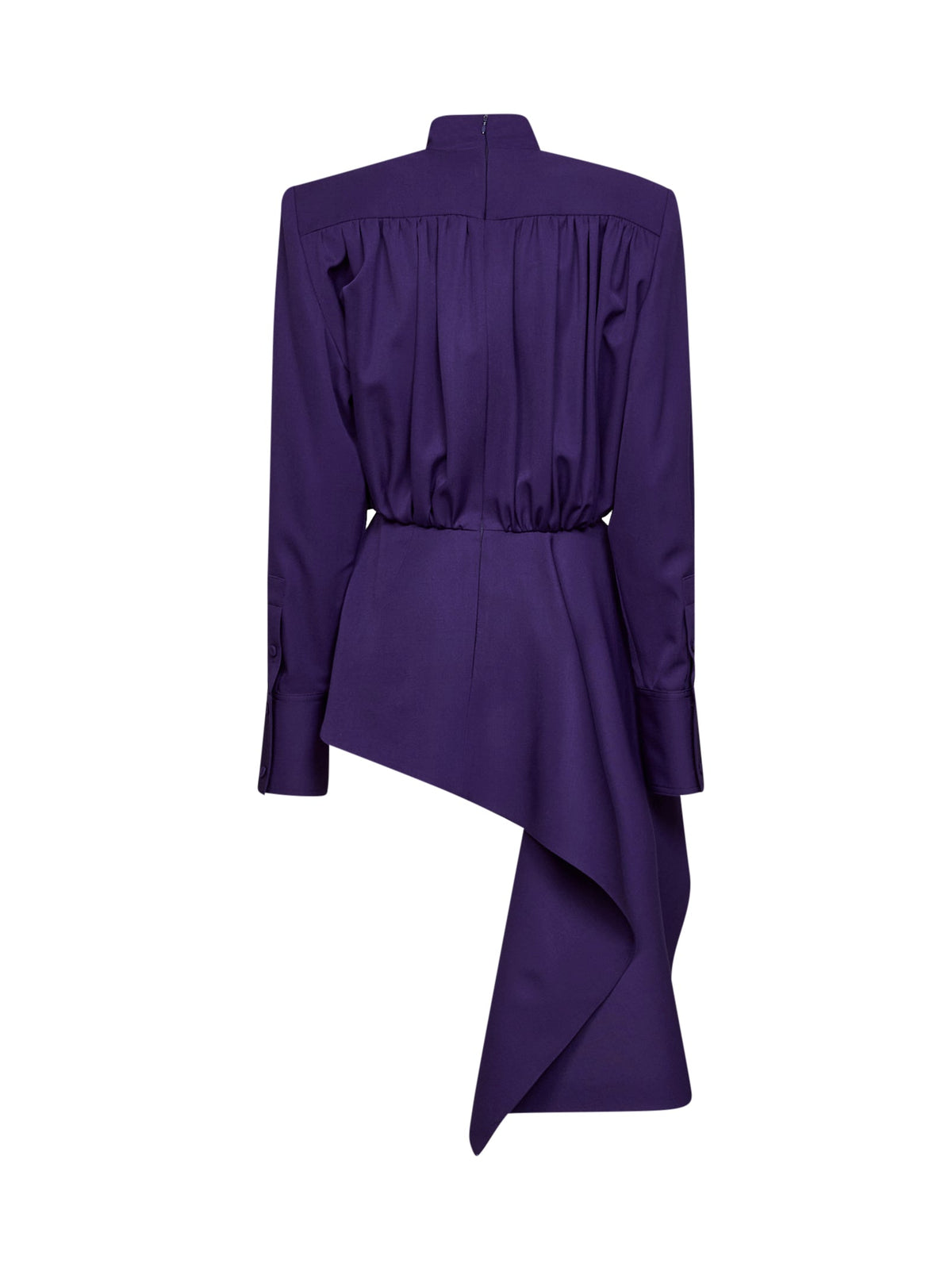 Mugler Women Aubergine Wool Asymmetric Peplum Blouse MUGLER