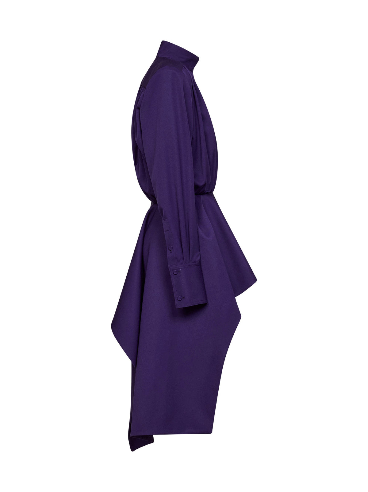 Mugler Women Aubergine Wool Asymmetric Peplum Blouse MUGLER