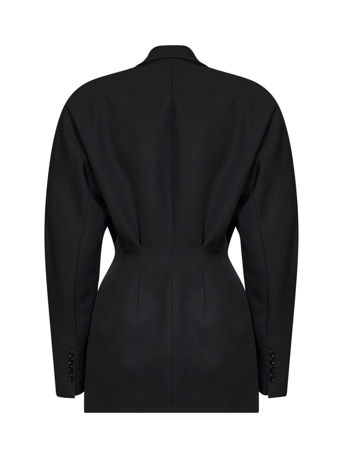 Mugler Women Black Lightweight Virgin Wool Deconstructed Cinched Blazer MUGLER