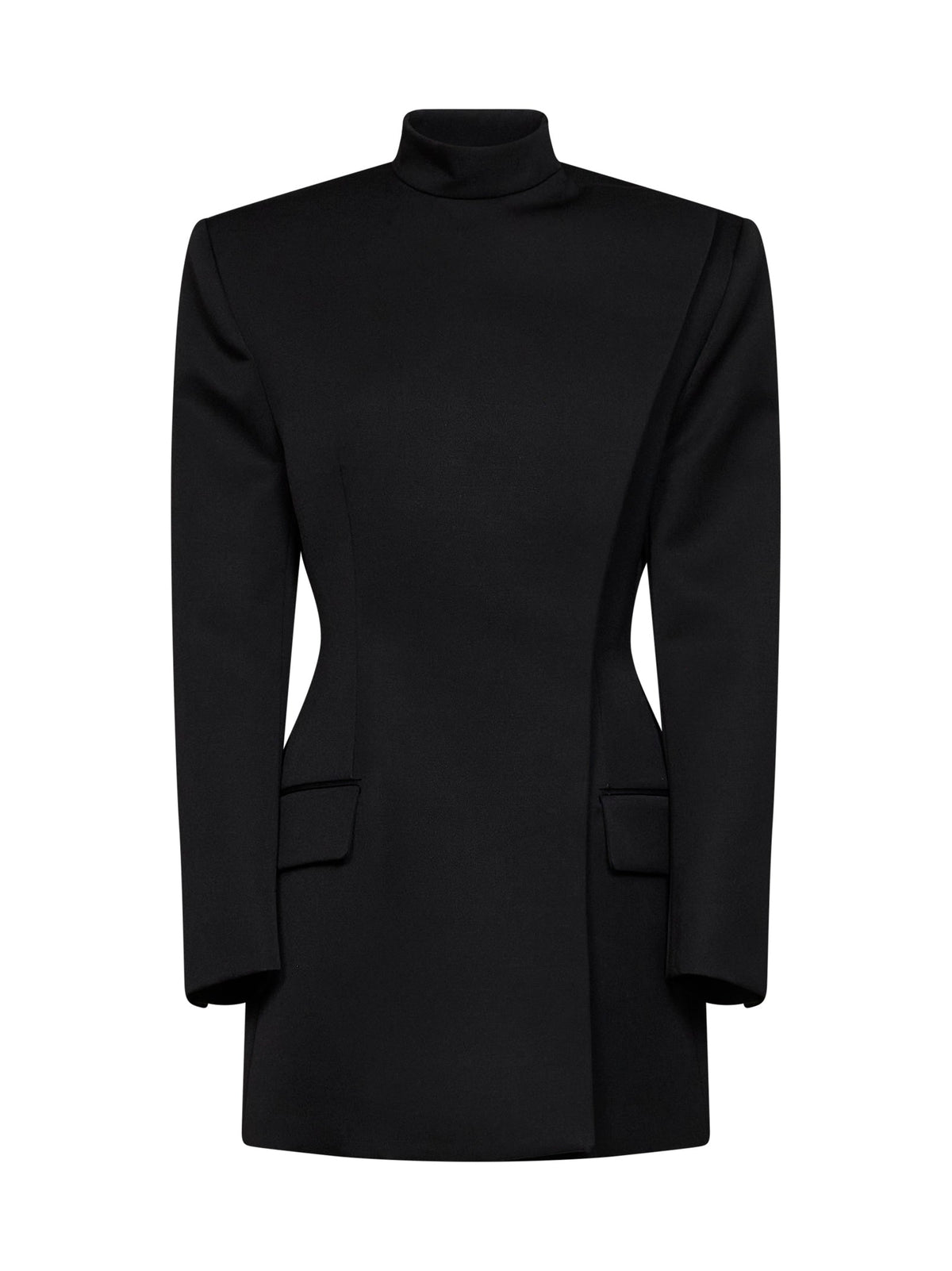 Mugler Women Black Wool Double-Breasted Tailored Uniform Jacket MUGLER