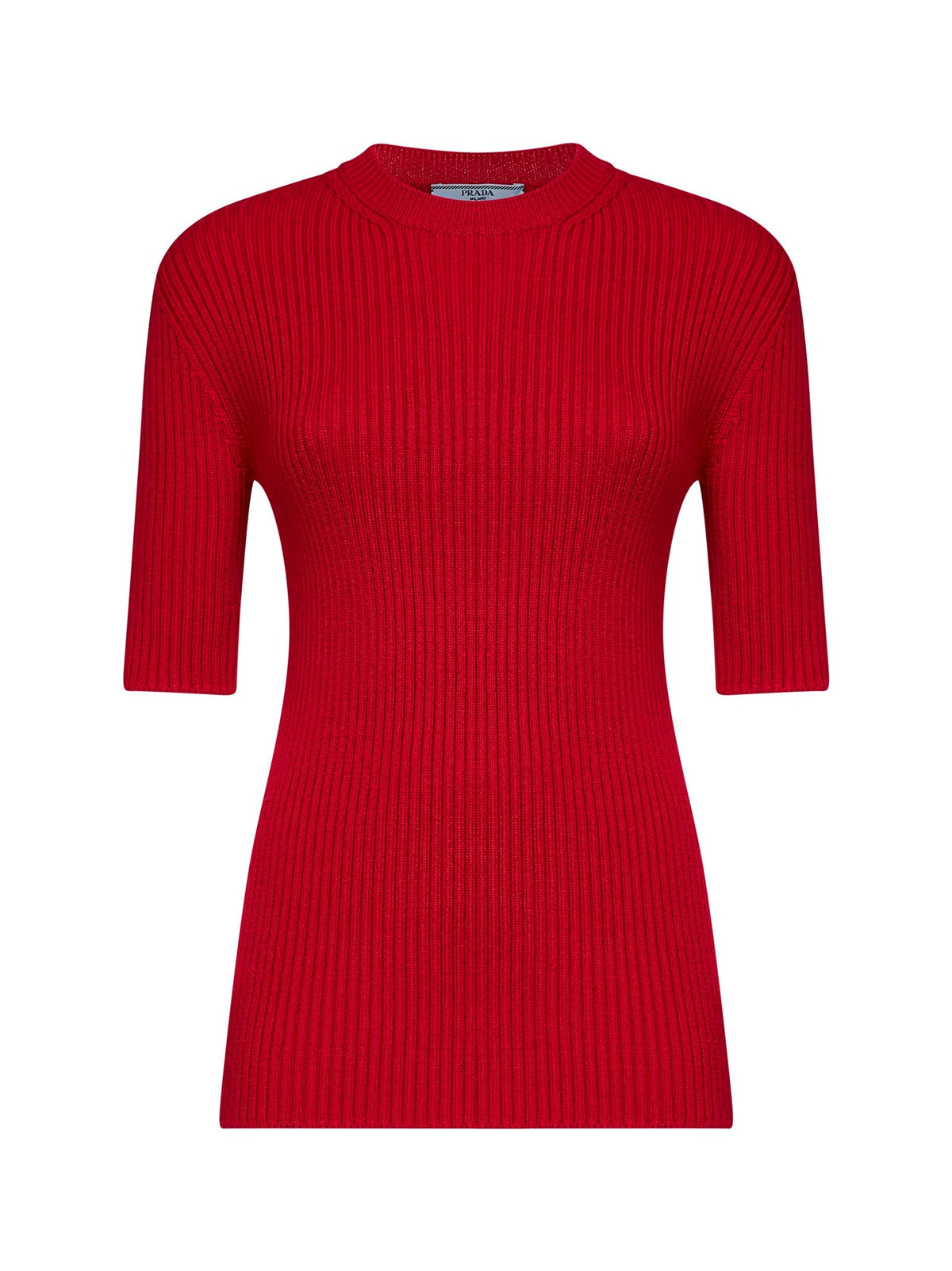 Prada Abbigliamento Women Red English Rib Stitch Knit Virgin Wool Sweater PRADA