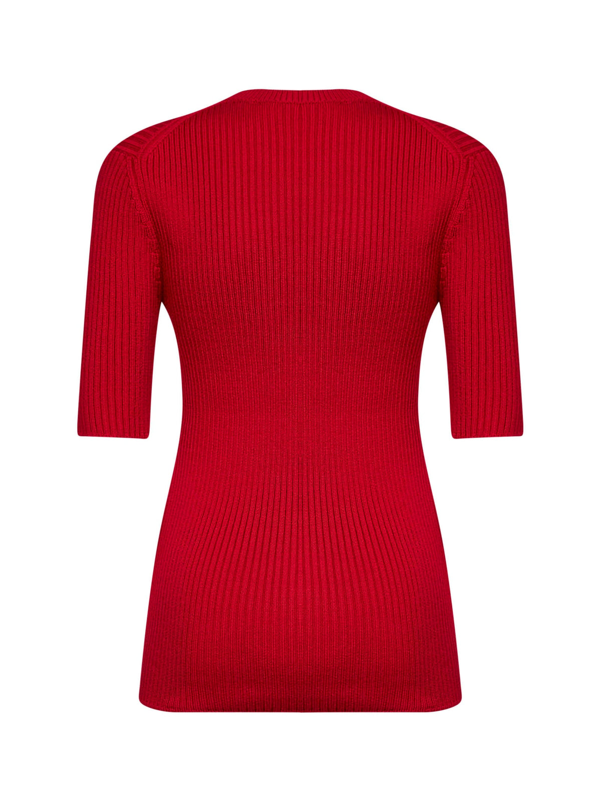 Prada Abbigliamento Women Red English Rib Stitch Knit Virgin Wool Sweater PRADA