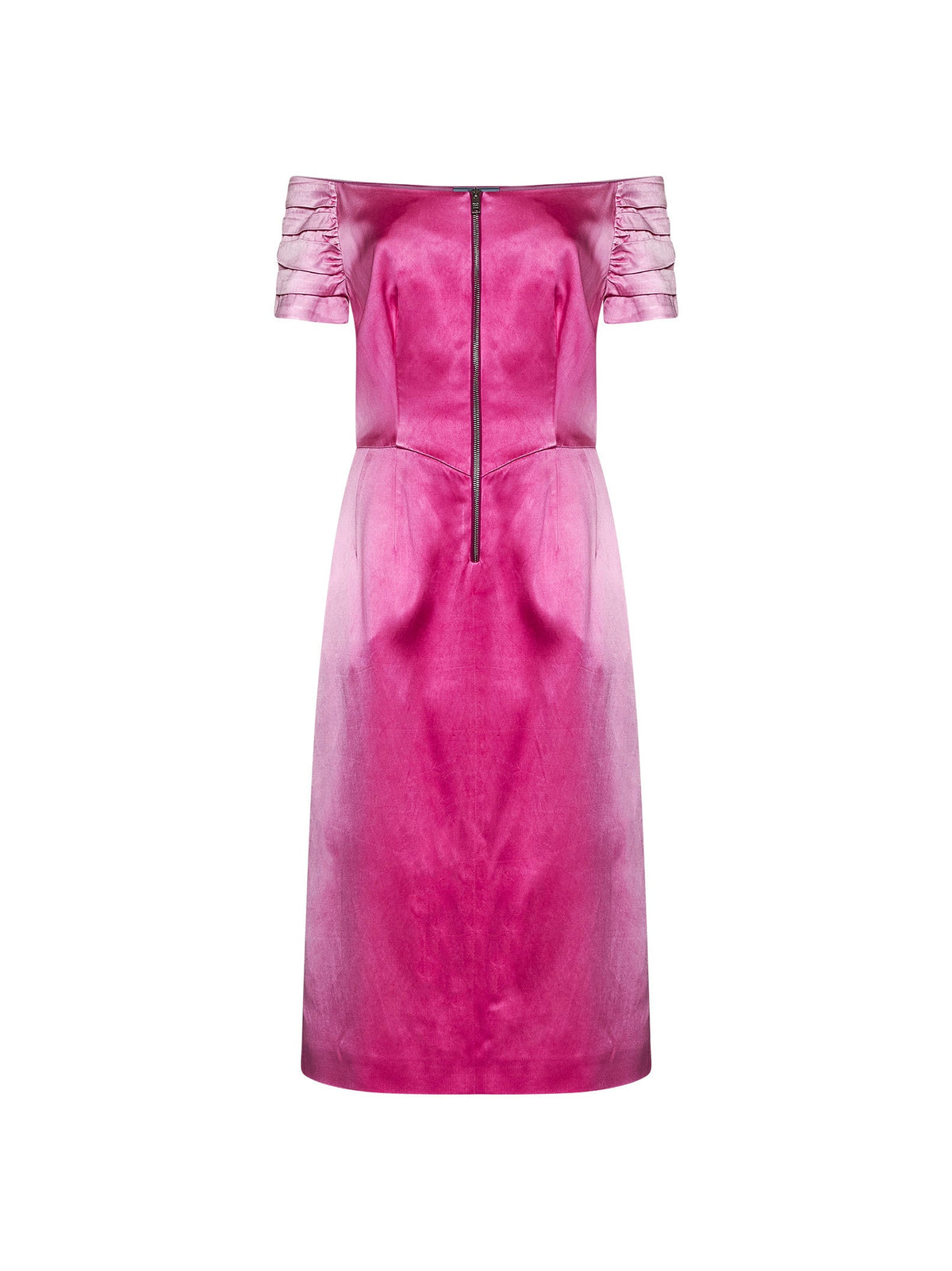 Prada Abbigliamento Women Fuchsia Washed Duchesse Midi Dress PRADA