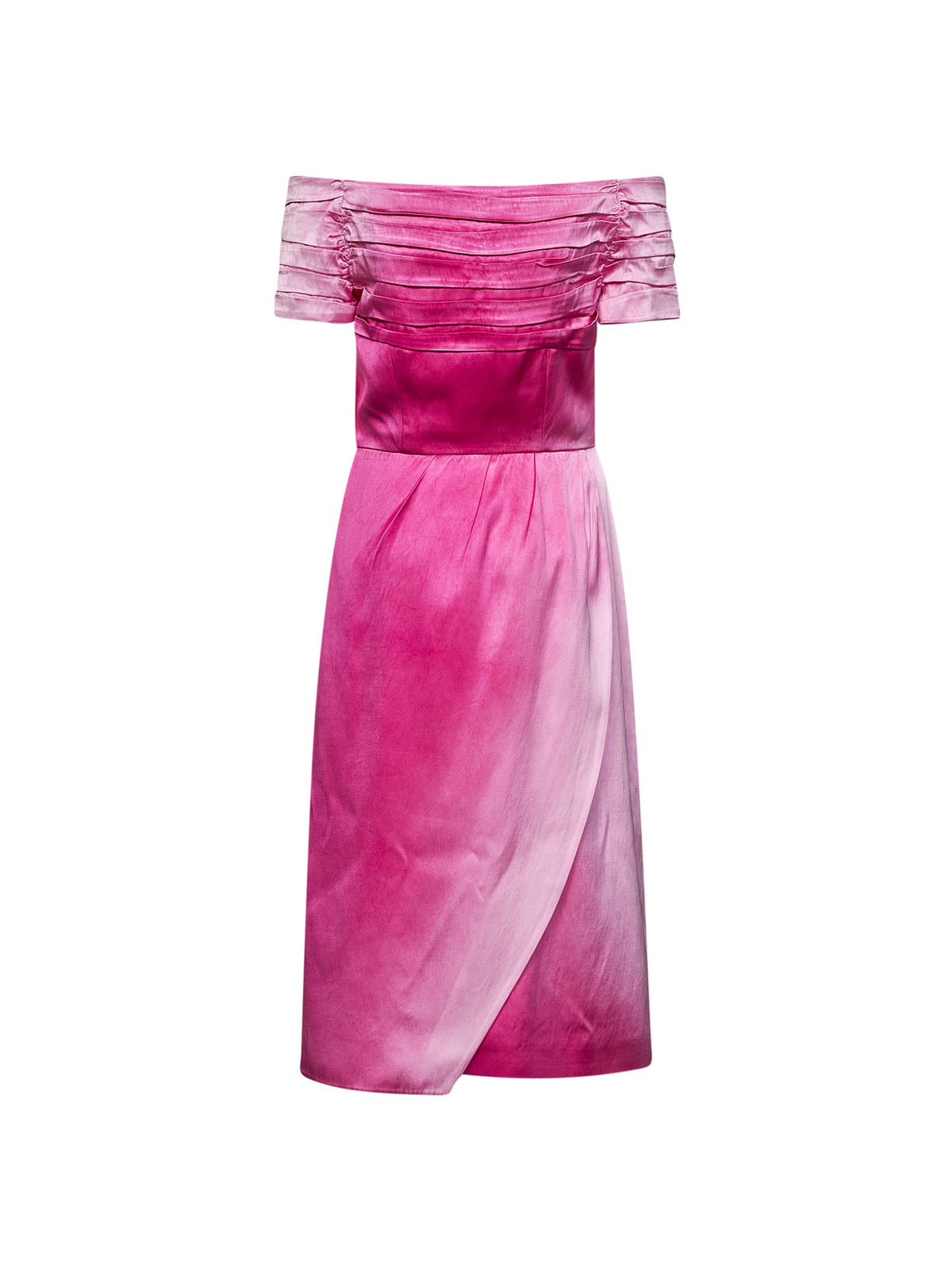 Prada Abbigliamento Women Fuchsia Washed Duchesse Midi Dress PRADA