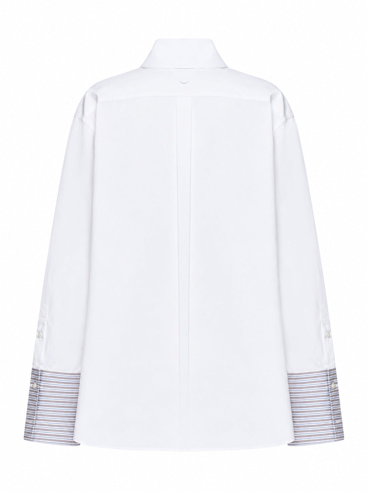 Prada Abbigliamento Women White Poplin Oversized Shirt With Striped Cuffs PRADA