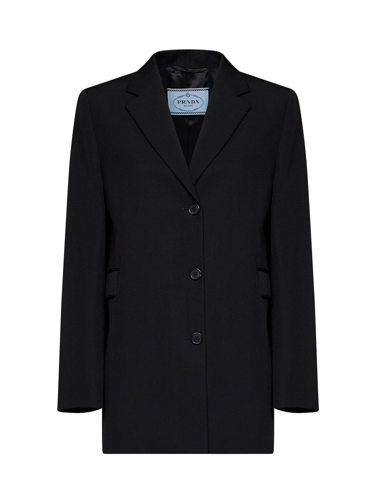 Prada Abbigliamento Women Black Compact Gabardine Single-Breasted Blazer PRADA