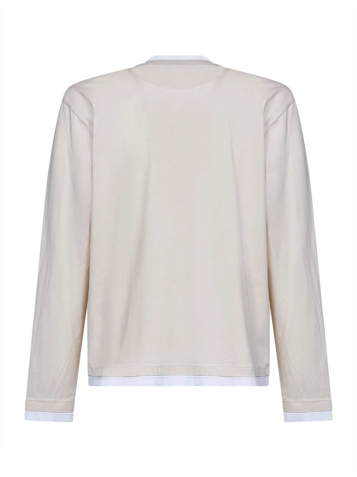 Prada Abbigliamento Men Talc And White Cotton Long-Sleeved T-Shirt PRADA