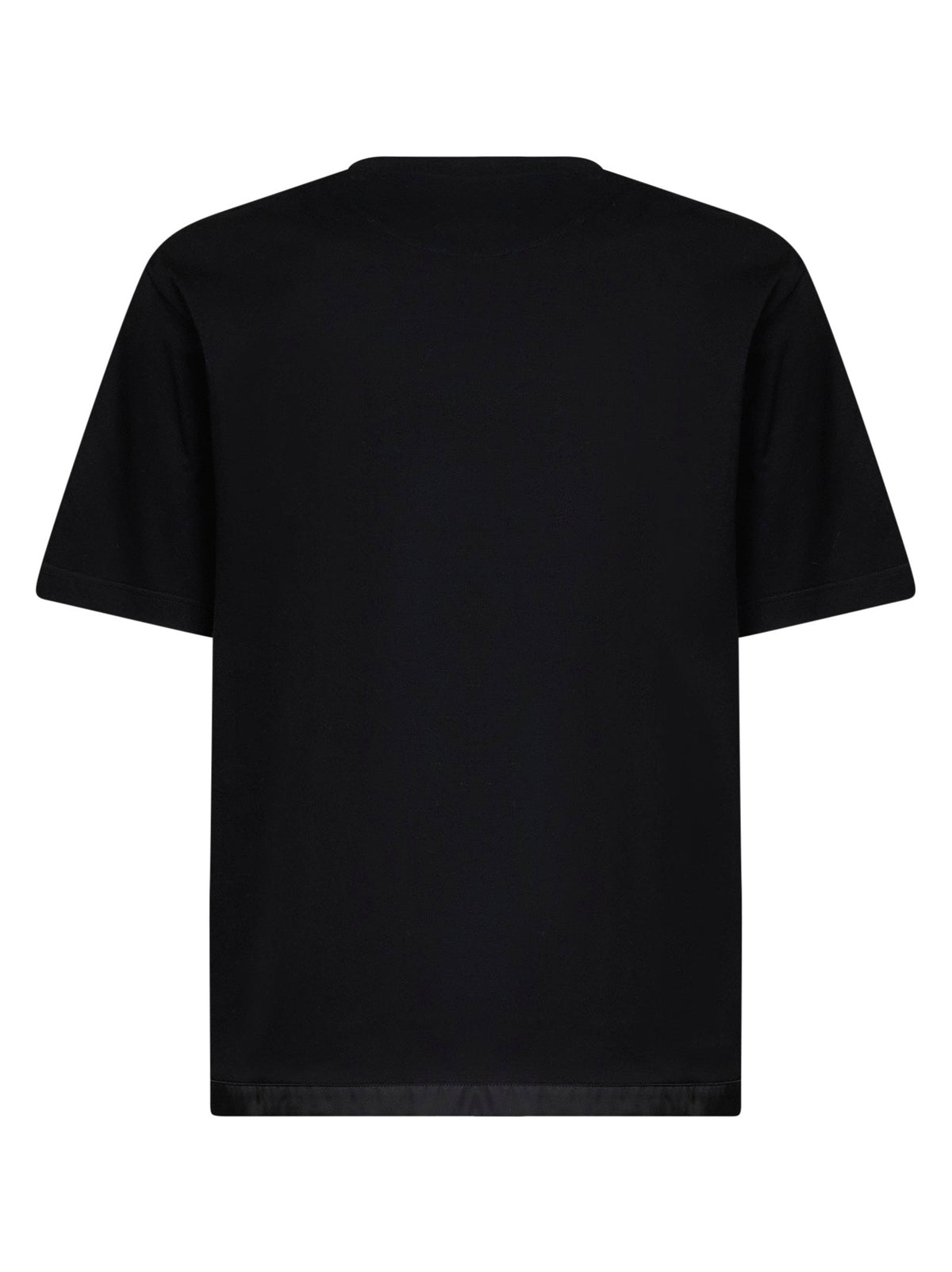 Prada Abbigliamento Men Black Jersey And Re-Nylon Crewneck T-Shirt PRADA