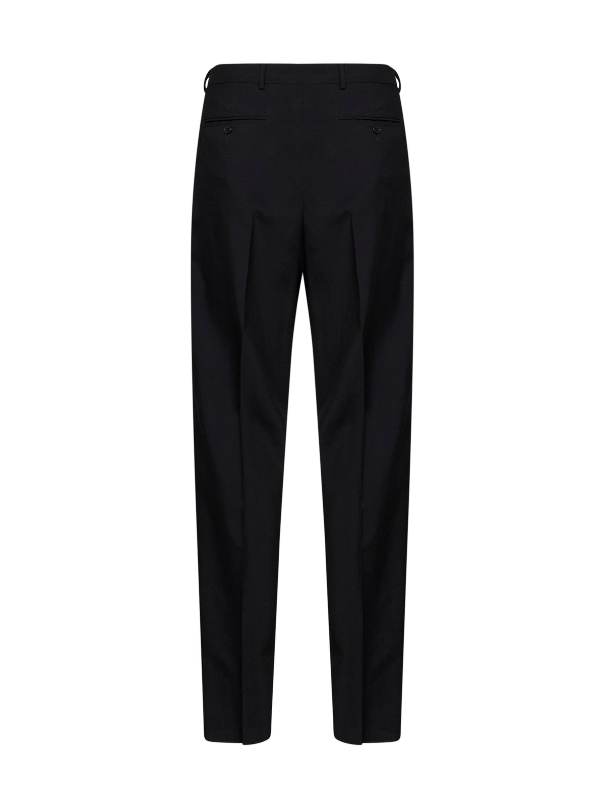 Prada Abbigliamento Men Black Mohair-Wool Trousers With Triangle Logo PRADA